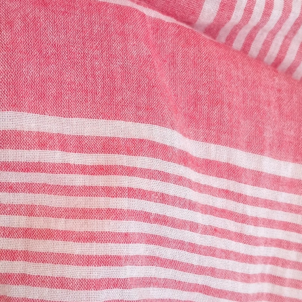 Lilies Closet Women's Lightweight Red White Stripe Long Sleeve Button Down Top M - Picture 9 of 10